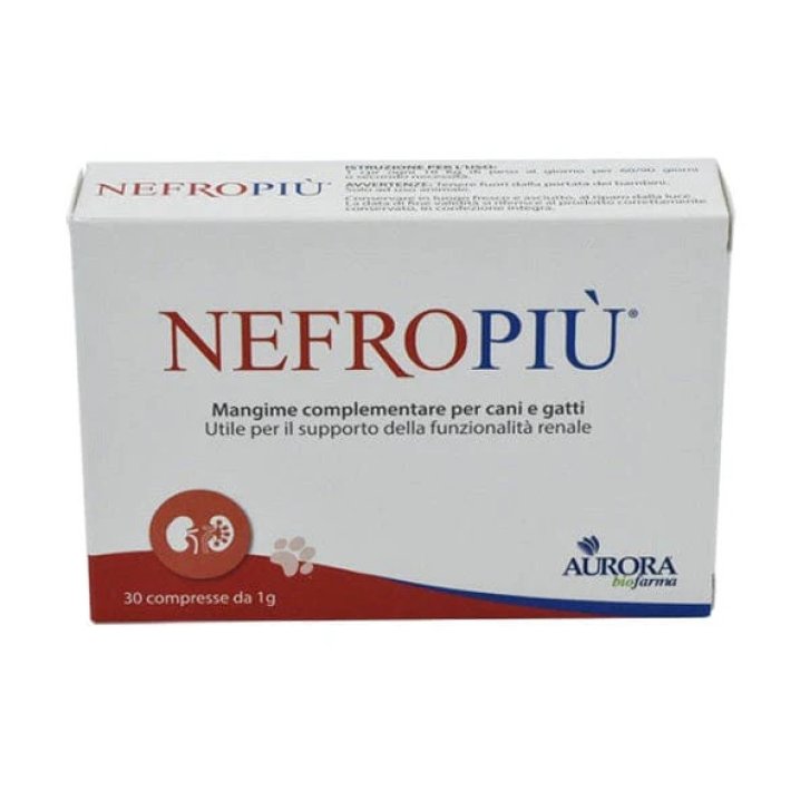 Nefropiu Mangime Complementare per Cani e Gatti Supporto Funzionalità Renale 30 Compresse - Aurora Biofarma