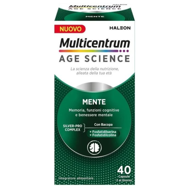 Multicentrum Age Science Mente Integratore per Memoria e Funzioni Cognitive con Bacopa e Vitamine B 40 Capsule - Multicentrum