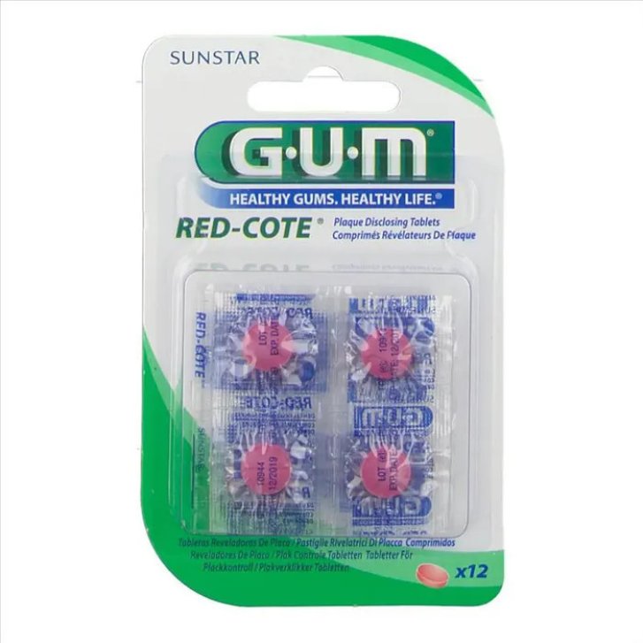 GUM Red-Cote Pastiglie Rivela Placca al Gusto di Ciliegia 12 Pastiglie - GUM GUM Red-Cote Pastiglie Rivela Placca al Gusto di Ciliegia 12 Pastiglie - GUM