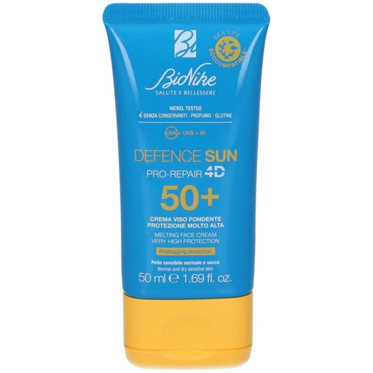 Defence Sun Crema Viso Fondente Solare SPF50+ per Pelli Sensibili Normali e Secche 50ml - Bionike