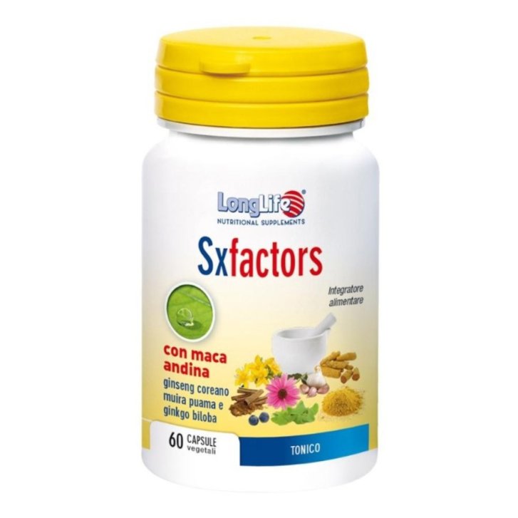 SxFactors Integratore Tonico con Maca Ginseng Muira Puama e Ginkgo Biloba 60 Capsule - LongLife SxFactors Integratore Tonico con Maca Ginseng Muira Puama e Ginkgo Biloba 60 Capsule - LongLife