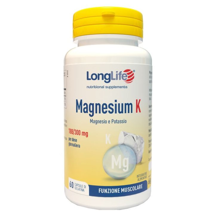 Magnesium K Integratore Magnesio e Potassio Citrati Stanchezza e Funzione Muscolare 60 Capsule - Longlife Magnesium K Integratore Magnesio e Potassio Citrati Stanchezza e Funzione Muscolare 60 Capsule - Longlife
