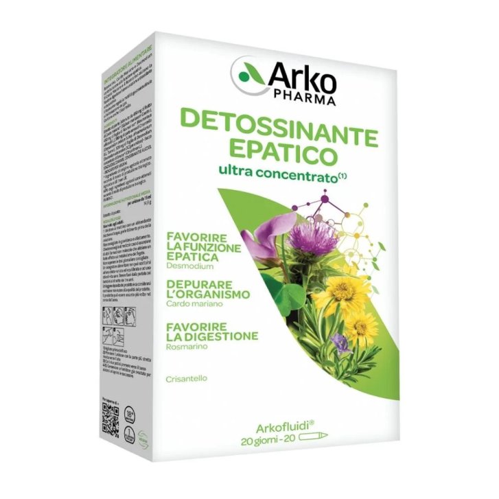 Arkofluidi Detossinante Epatico Bio Integratore con Cardo Mariano e Desmodium 20 Fiale - Arkopharma