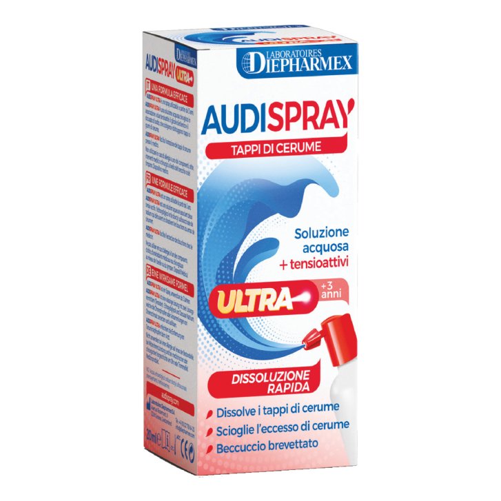 Audispray Ultra Spray Auricolare Dispositivo Medico per Tappi di Cerume 20ml - Audispray Audispray Ultra Spray Auricolare Dispositivo Medico per Tappi di Cerume 20ml - Audispray