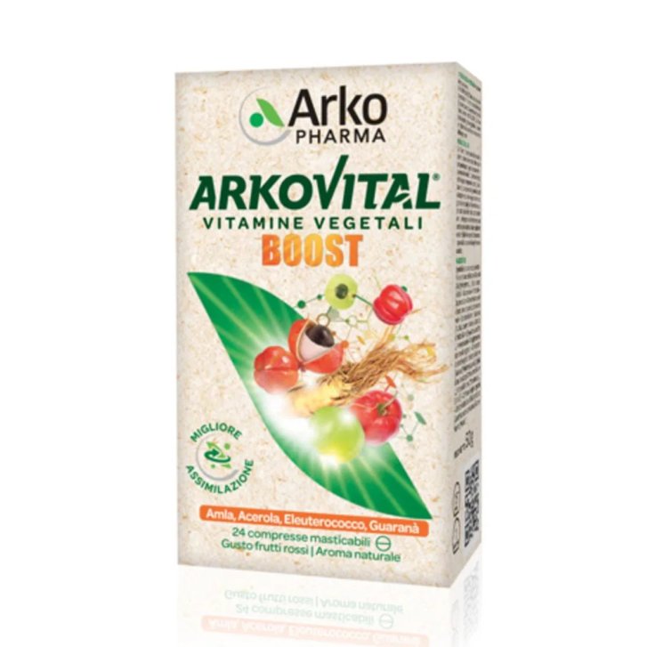 Arkovital Boost Integratore Energizzante con Guaranà Eleuterococco e Vitamine B e C 24 Compresse Masticabili - Arkopharma