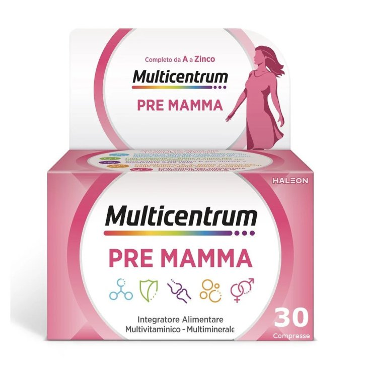 Multicentrum Pre Mamma Integratore Multivitaminico Multiminerale Pre-Concepimento con Acido Folico Ferro e Vitamina D 30 Compresse - Multicentrum