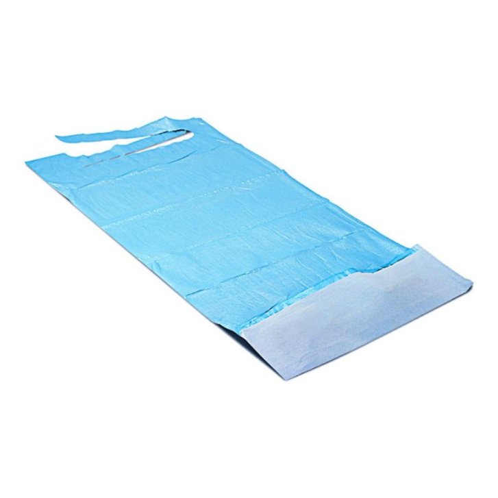 Bavaglino Monouso per Adulti con Tasca di Raccolta in Carta Impermeabilizzata 37x70 cm 100 Pezzi - Safety