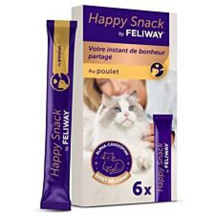 Feliway Happy Snack Alimento Complementare per Gatti al Pollo con Alfa-Casozepina 6 Stick - FELIWAY