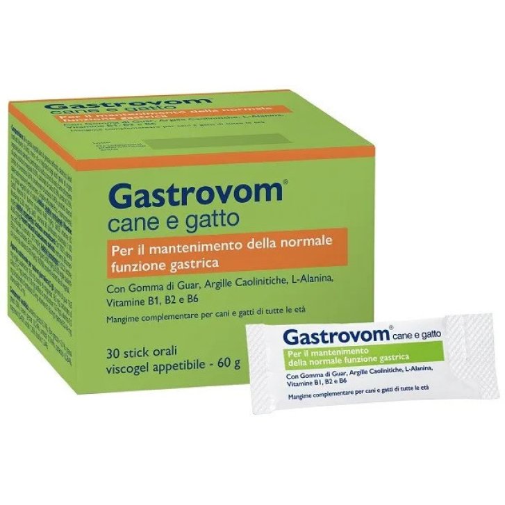 Gastrovom Mangime Complementare Gel per Funzione Gastrica Nausea e Cinetosi Cani e Gatti 30 Stick Pack 60g - N.B.F. Lanes