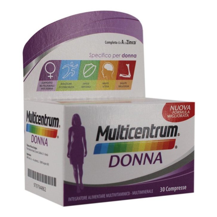 Multicentrum Donna Integratore Multivitaminico e Multiminerale Senza Glutine 30 Compresse - Multicentrum Multicentrum Donna Integratore Multivitaminico e Multiminerale Senza Glutine 30 Compresse - Multicentrum