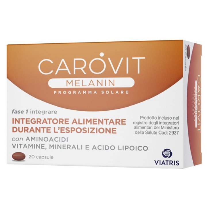 Carovit Melanin Integratore Solare per Sintesi Melanina con Vitamine e Minerali 20 Capsule - Carovit