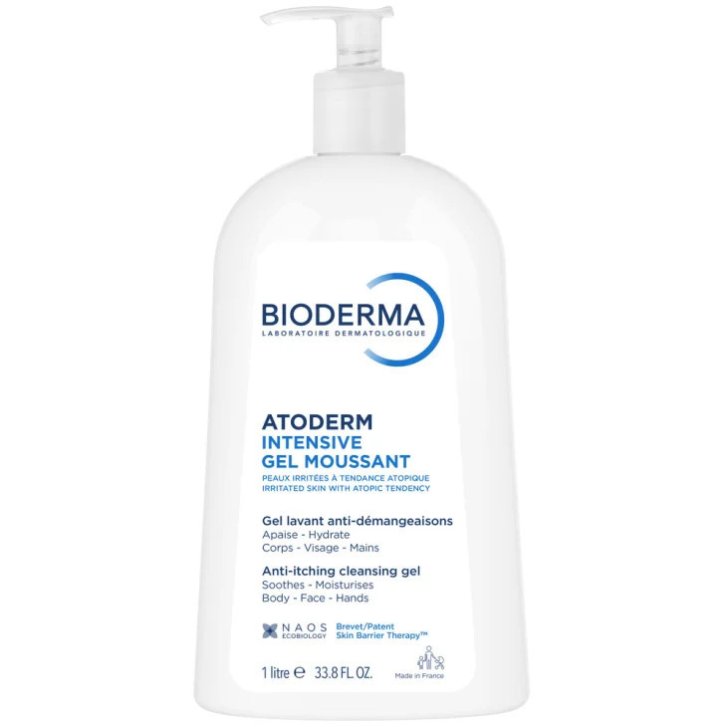 Atoderm Intensive Gel Moussant Detergente Lenitivo per Pelle Secca e Atopica Viso e Corpo 1000ml - Bioderma