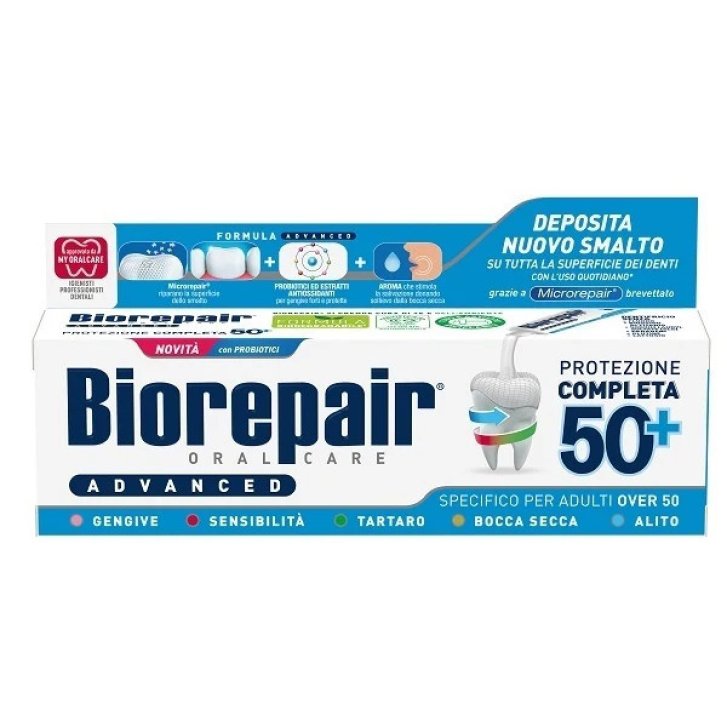 Biorepair Advanced Protezione Completa 50+ Dentifricio con MicroRepair e Probiotici 75 ml - Biorepair