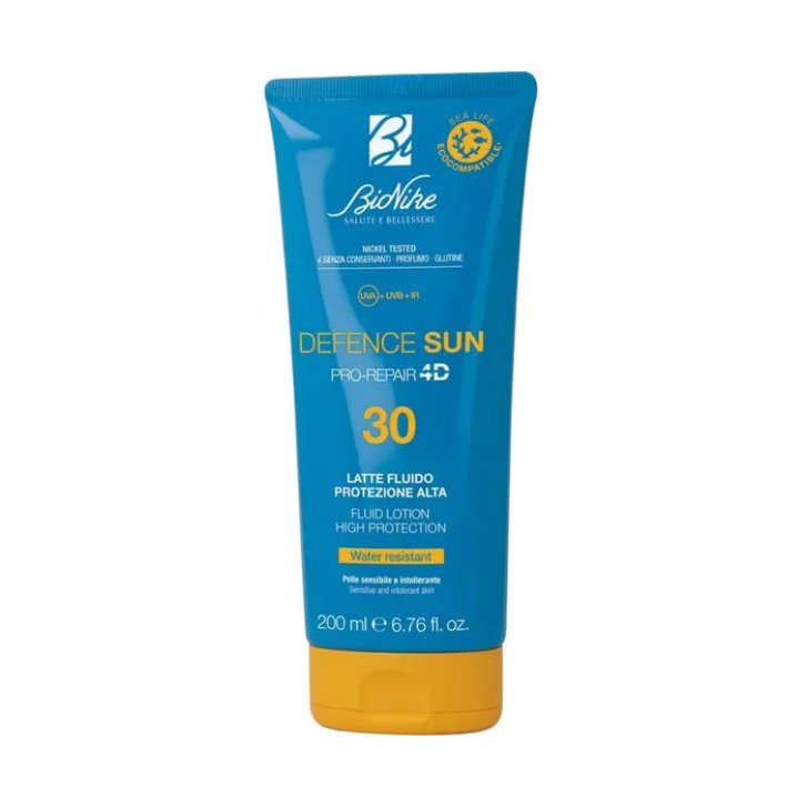 Defence Sun Latte Fluido Solare SPF30 Alta Protezione per Pelli Sensibili 200ml - Bionike
