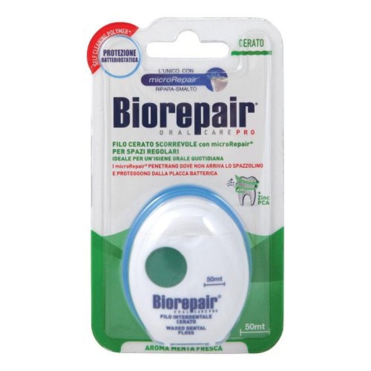 Biorepair Filo Interdentale Cerato con microRepair Antibatterico Aroma Menta 50 metri - Biorepair Biorepair Filo Interdentale Cerato con microRepair Antibatterico Aroma Menta 50 metri - Biorepair