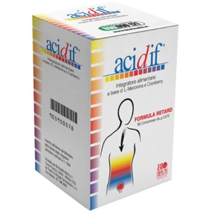 Acidif Formula Retard Integratore Vie Urinarie con L-Metionina e Cranberry 90 Compresse - Biohealth Acidif Formula Retard Integratore Vie Urinarie con L-Metionina e Cranberry 90 Compresse - Biohealth