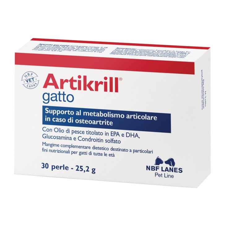 Artikrill Mangime Complementare Dietetico per Gatti Supporto Articolare con Omega-3 Glucosamina e Condroitina 30 Perle - N.B.F. Lanes