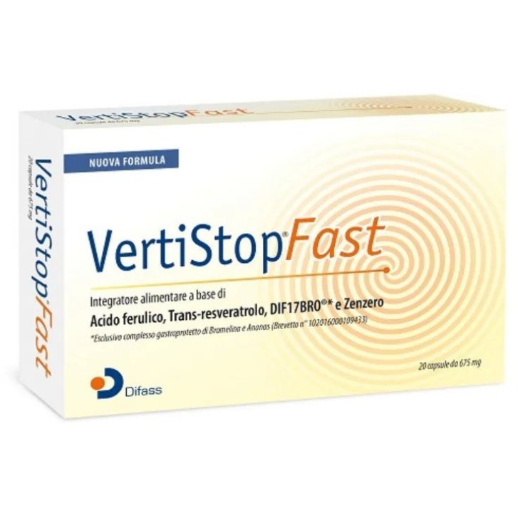 Vertistop Fast Integratore Antiossidante con Bromelina Resveratrolo Zenzero e Vitamina B6 20 Capsule - Difass International