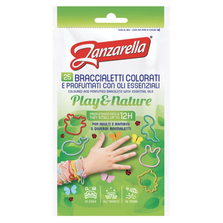 Zanzarella Braccialetti Antizanzare Play&Nature in Silicone con Oli Essenziali 25 Pezzi - Coswell