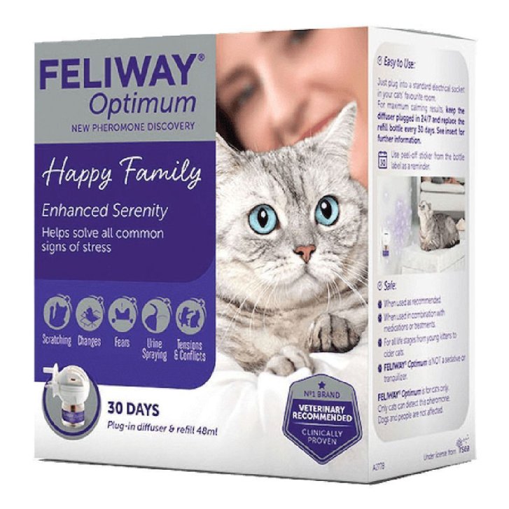 Feliway Optimum Diffusore + Ricarica Anti-stress per Gatti con Feromoni 48ml - Feliway