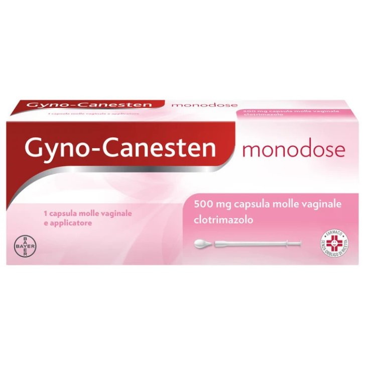 Gyno-Canesten Monodose Capsula Molle Vaginale Antifungino Clotrimazolo 500 mg 1 capsula con applicatore - Bayer Gyno-Canesten Monodose Capsula Molle Vaginale Antifungino Clotrimazolo 500 mg 1 capsula con applicatore - Bayer