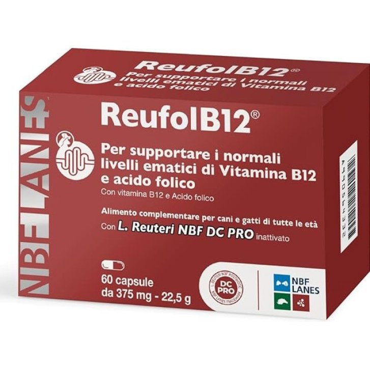 Reufolb12 Integratore Alimentare per Animali 60 Capsule - N.B.F. LANES Srl Reufolb12 Integratore Alimentare per Animali 60 Capsule - N.B.F. LANES Srl