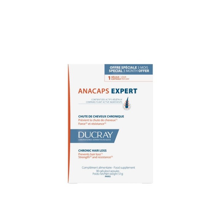 Anacaps Expert Integratore Capelli e Unghie con Biotina Zinco e Vitamina B6 90 Capsule - Ducray