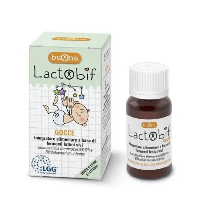 Lactobif Integratore Fermenti Lattici Vivi per Lattanti e Bambini Senza Glutine e Lattosio Gocce 8ml - Buona