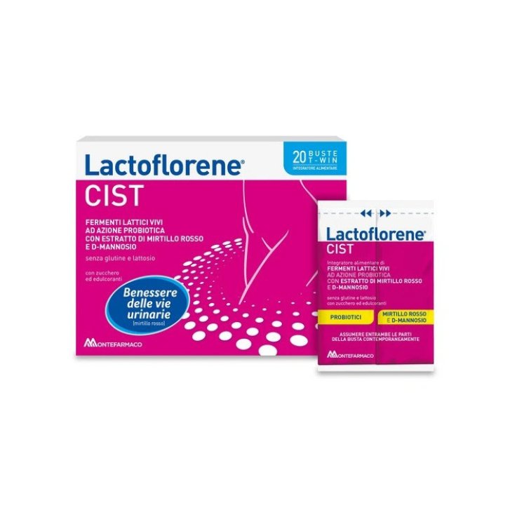 Lactoflorene Cist Integratore Alimentare con Fermenti Lattici, Mirtillo Rosso e D-Mannosio 20 Bustine Duocam - LACTOFLORENE