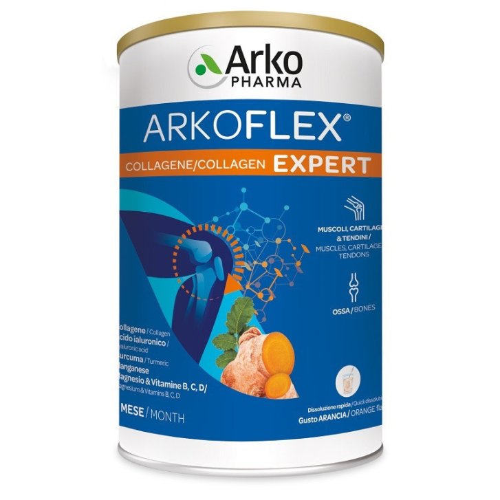 Arkoflex Expert Collagene Integratore per Articolazioni con Acido Ialuronico Magnesio e Vitamine Polvere Arancia 390g - Arkofarm