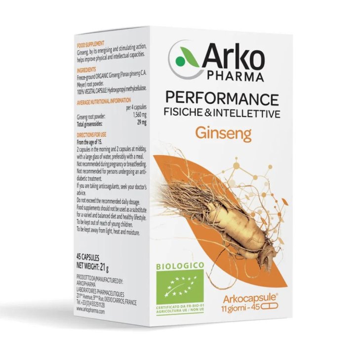 Arkocapsule Ginseng Bio Integratore Tonico Energizzante 45 Capsule Vegetali - Arkofarm Arkocapsule Ginseng Bio Integratore Tonico Energizzante 45 Capsule Vegetali - Arkofarm