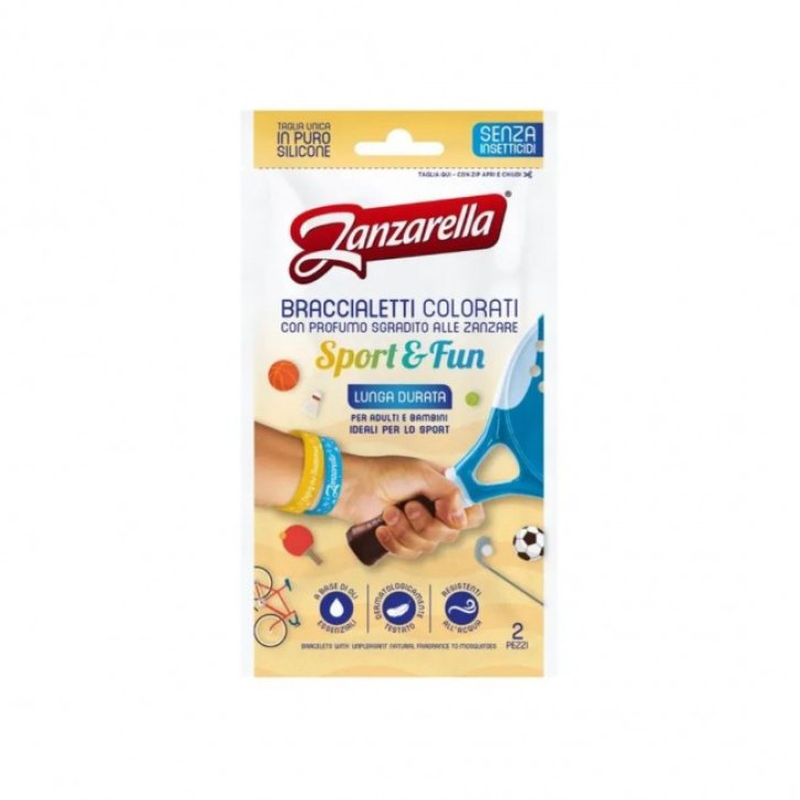 Zanzarella Braccialetti Repellenti Sport&Fun in Silicone Resistenti all\'Acqua 2 Pezzi - Coswell