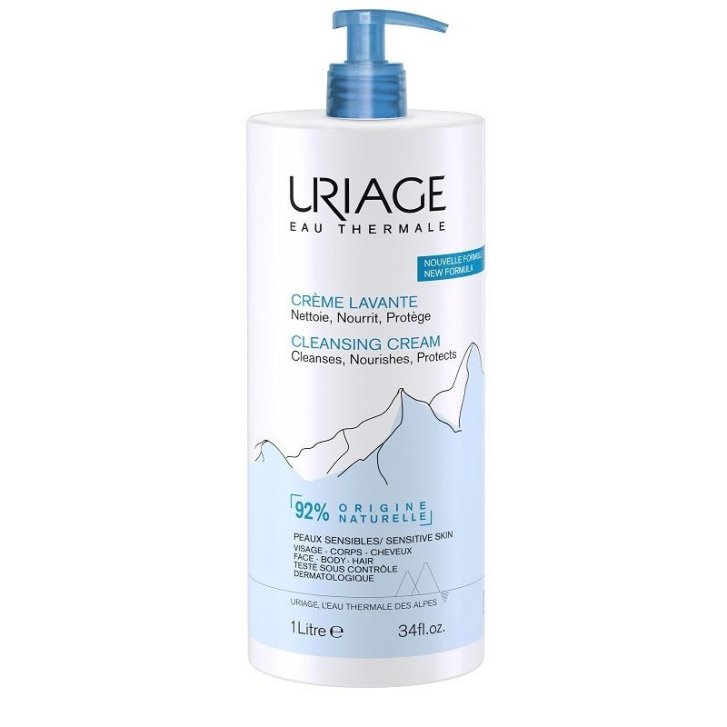 Crema Lavante Detergente Viso Corpo e Capelli Idratante Pelle Sensibile 1000ml - Uriage