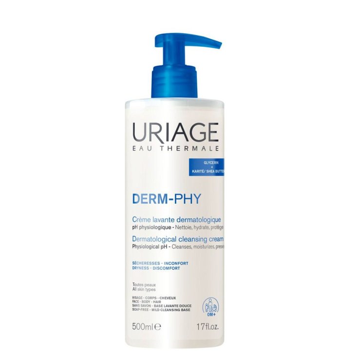 Uriage Derm-Phy Crema Lavante Detergente Corpo Viso e Capelli Senza Sapone 500 ml - Uriage