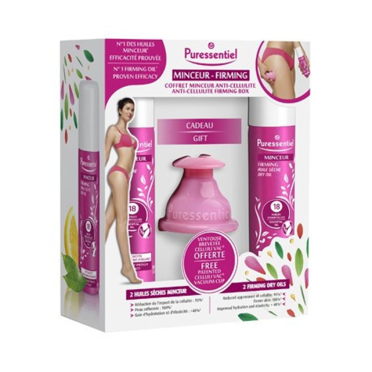 Puressentiel Snellente Cofanetto Anticellulite con Olio Secco 18 Oli Essenziali e Ventosa Celluli-VAC 2x100ml - Puressentiel Puressentiel Snellente Cofanetto Anticellulite con Olio Secco 18 Oli Essenziali e Ventosa Celluli-VAC 2x100ml - Puressentiel