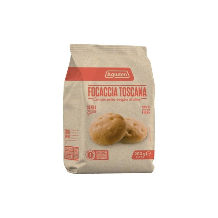 Agluten Focaccia Toscana Senza Glutine e Lattosio 4 Pezzi da 50 g - Agluten