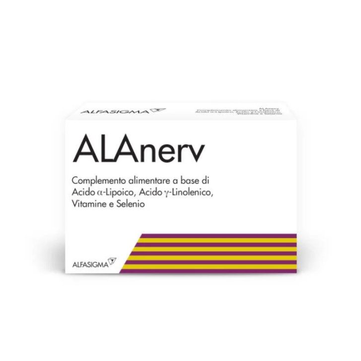 Alanerv Integratore Alimentare con Acido Alfa-Lipoico e Vitamine del Gruppo B 20 Capsule Softgel - Alfasigma Alanerv Integratore Alimentare con Acido Alfa-Lipoico e Vitamine del Gruppo B 20 Capsule Softgel - Alfasigma