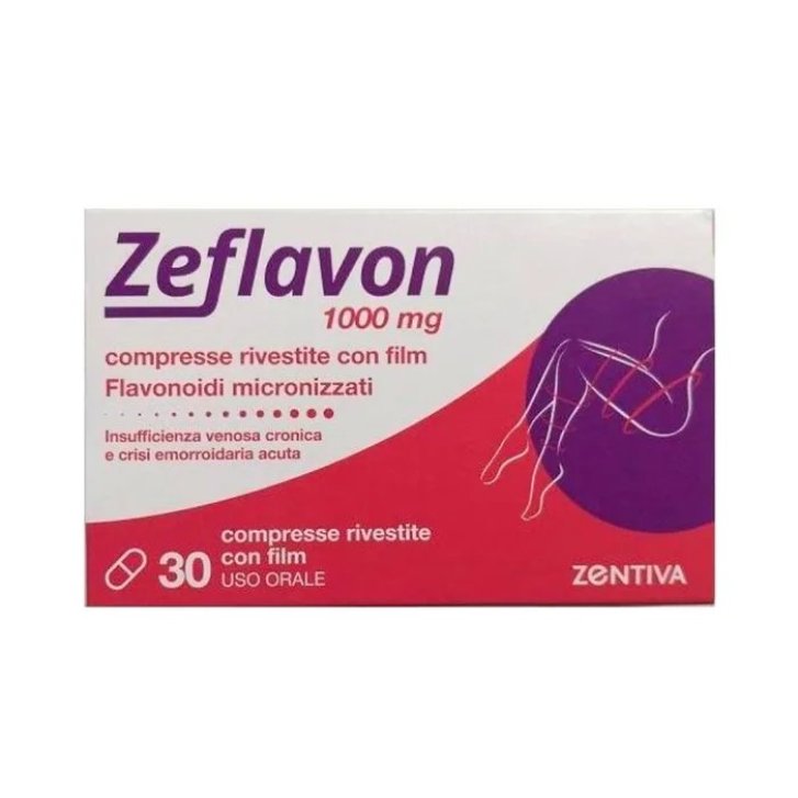 Zeflavon 1000mg Flavonoidi Micronizzati per Insufficienza Venosa e Crisi Emorroidaria 30 Compresse Rivestite - Zentiva