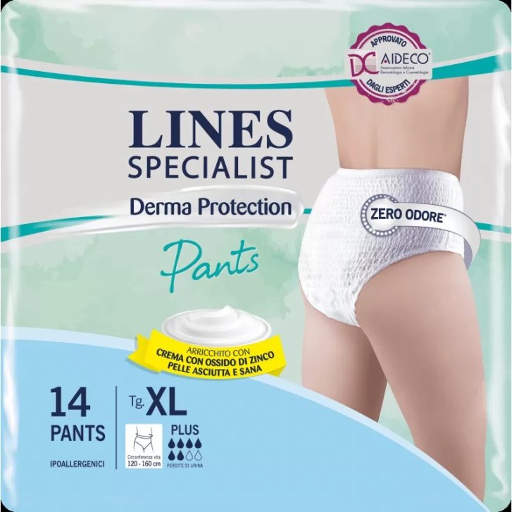 Lines Specialist Derma Protection Pants Plus Pannolone a Mutandina con Crema allo Zinco 14 Pezzi - Lines