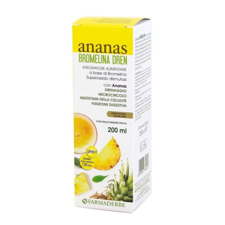 Ananas Bromelina Dren Integratore Drenante con Bromelina e SOD 200ml - Farmaderbe