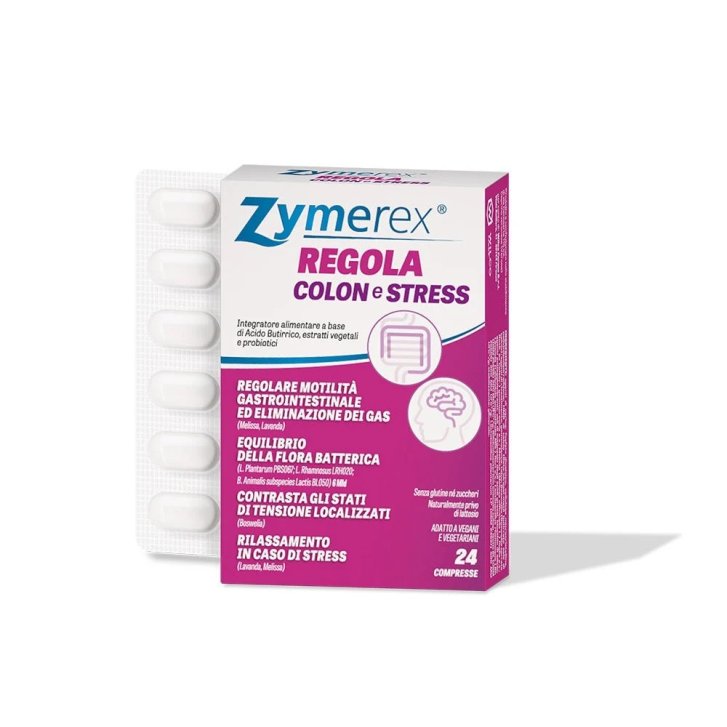 Zymerex Regola Colon e Stress Integratore con Probiotici e Acido Butirrico 24 Compresse - ZYMEREX