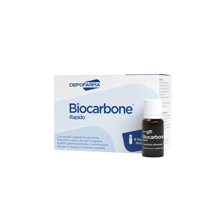 Biocarbone Rapido Integratore per Funzionalità Gastrointestinale 8 Flaconcini 10ml - Depofarma