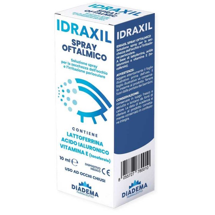 Idraxil Spray Oftalmico per Occhi Secchi e Irritati con Acido Ialuronico e Vitamina E 10 ml - Diadema Farmaceutici Srl