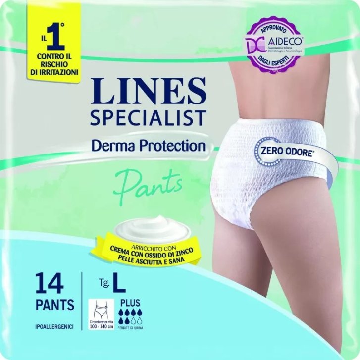 Lines Specialist Derma Protection Pants Plus Pannolone a Mutandina per Incontinenza L 14 Pezzi - Lines