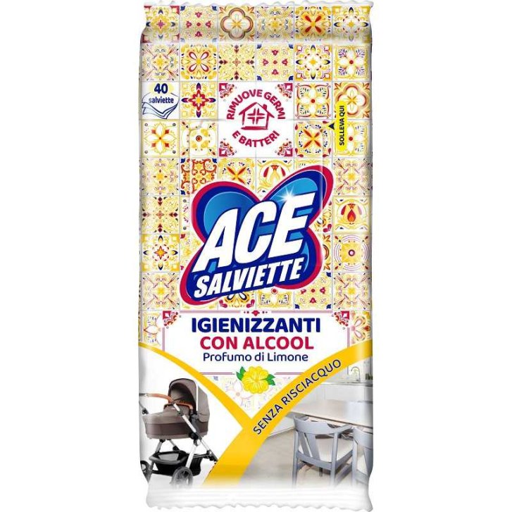Ace Salviette Igienizzanti Sgrassanti con Note Agrumate 40 Pezzi - Fater Ace Salviette Igienizzanti Sgrassanti con Note Agrumate 40 Pezzi - Fater