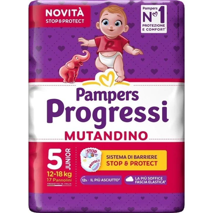 Pampers Progressi Mutandino con Cuore Assorbente 17 Pannolini Taglia 5 Junior - Pampers