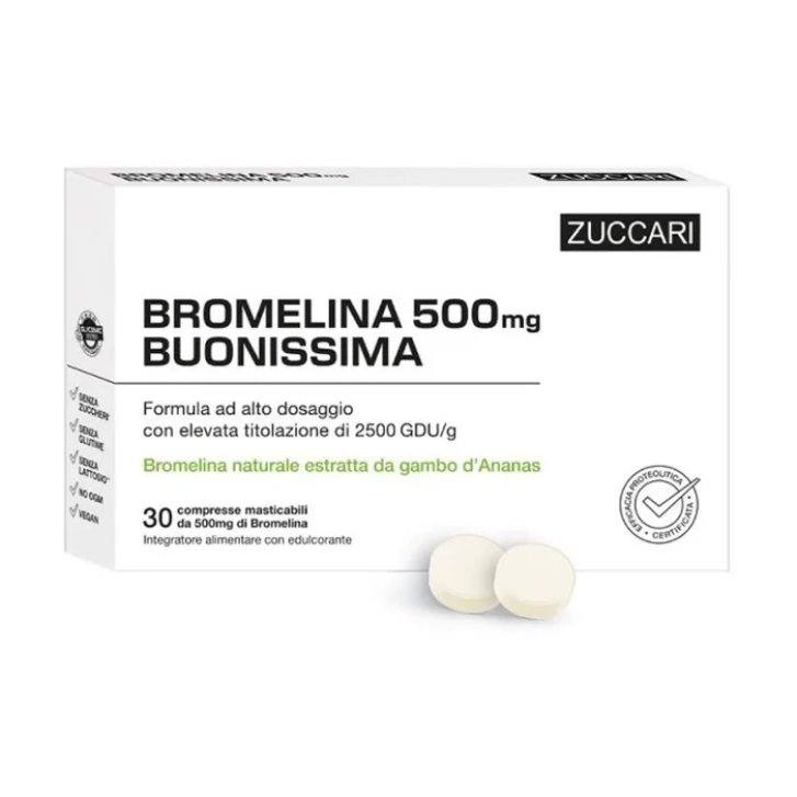 Bromelina 500 Integratore Digestivo e Drenante con Ananas 30 Compresse - Zuccari Bromelina 500 Integratore Digestivo e Drenante con Ananas 30 Compresse - Zuccari