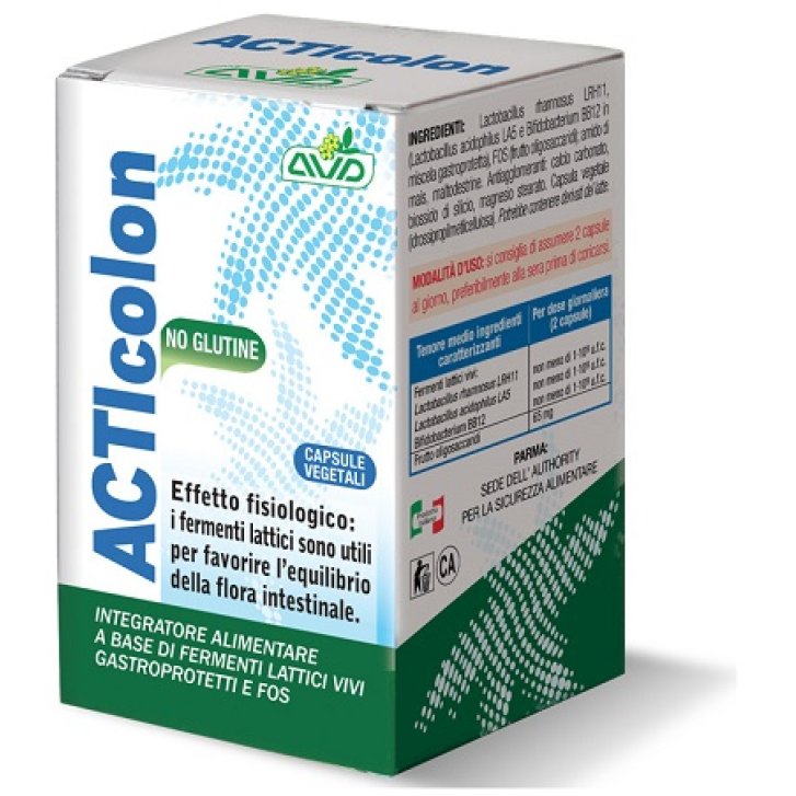 Acticolon Integratore con Fermenti Lattici Vivi Gastroprotetti e FOS 30 Capsule - A.V.D. Reform