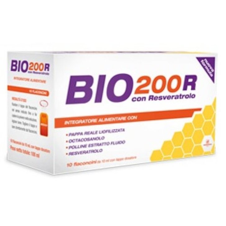 Bio200 R Integratore con Resveratrolo Pappa Reale e Polline 10 Flaconcini da 10 ml - Dermofarma Italia