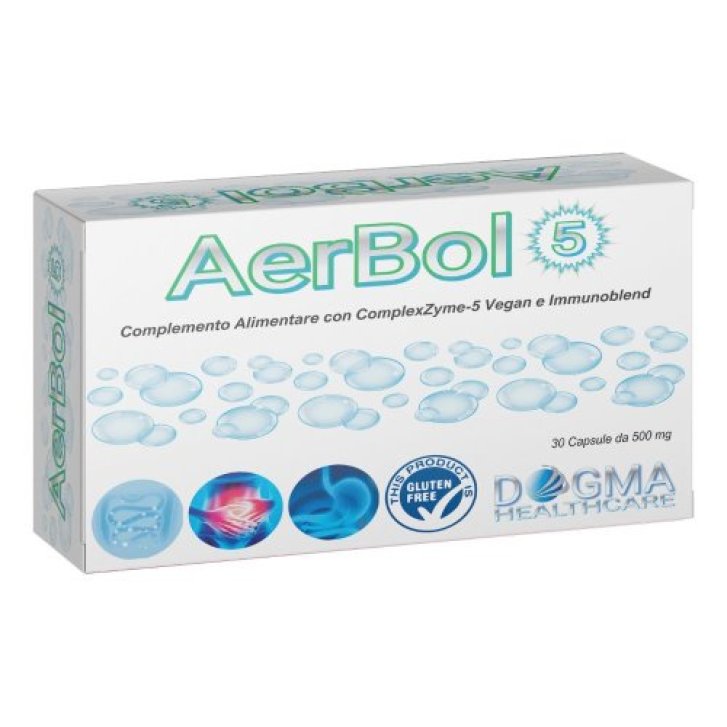 Aerbol5 Integratore Digestivo con Carbone Vegetale e Fermenti 30 Capsule - Dogma Healthcare